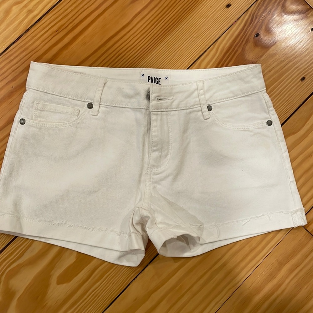NWOT Paige white denim shorts